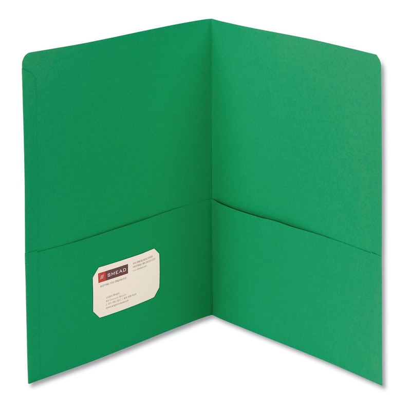 Two-Pocket Folder, Textured Paper, Green, 25/box