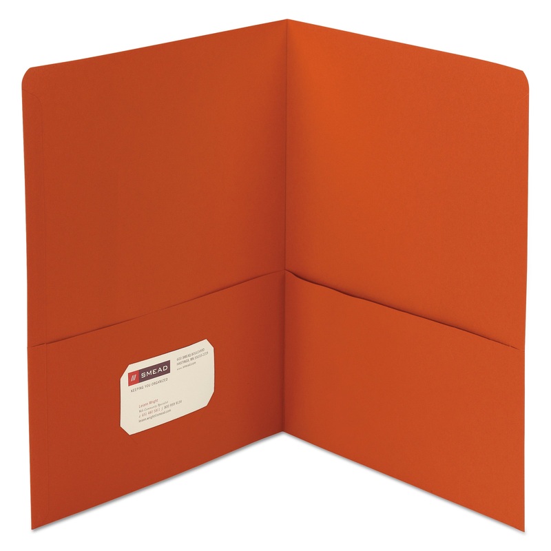 Two-Pocket Folder, Textured Paper, Orange, 25/box