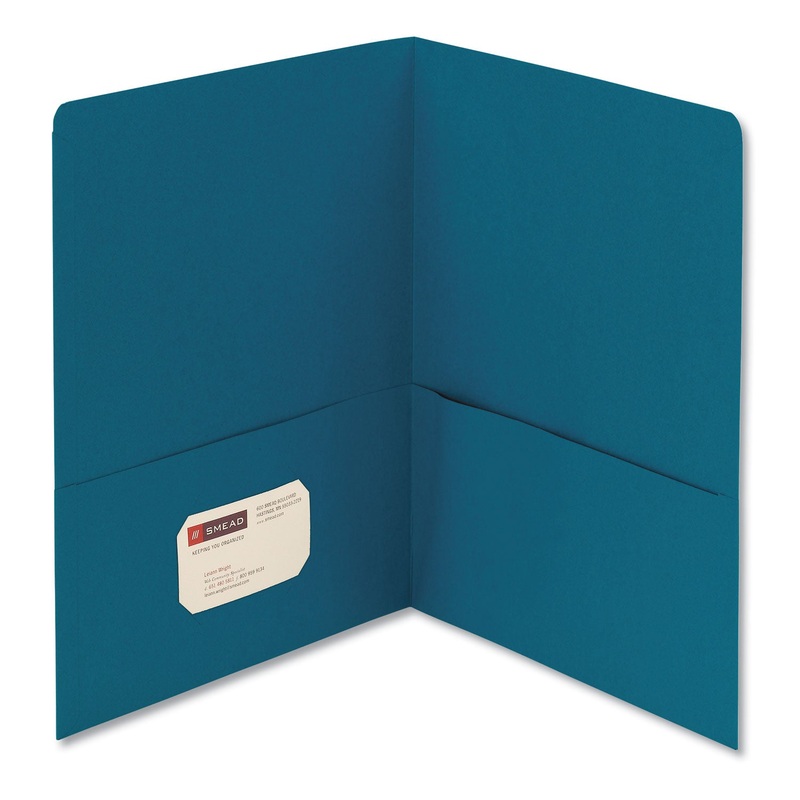 Two-Pocket Folder, Textured Paper, Teal, 25/box