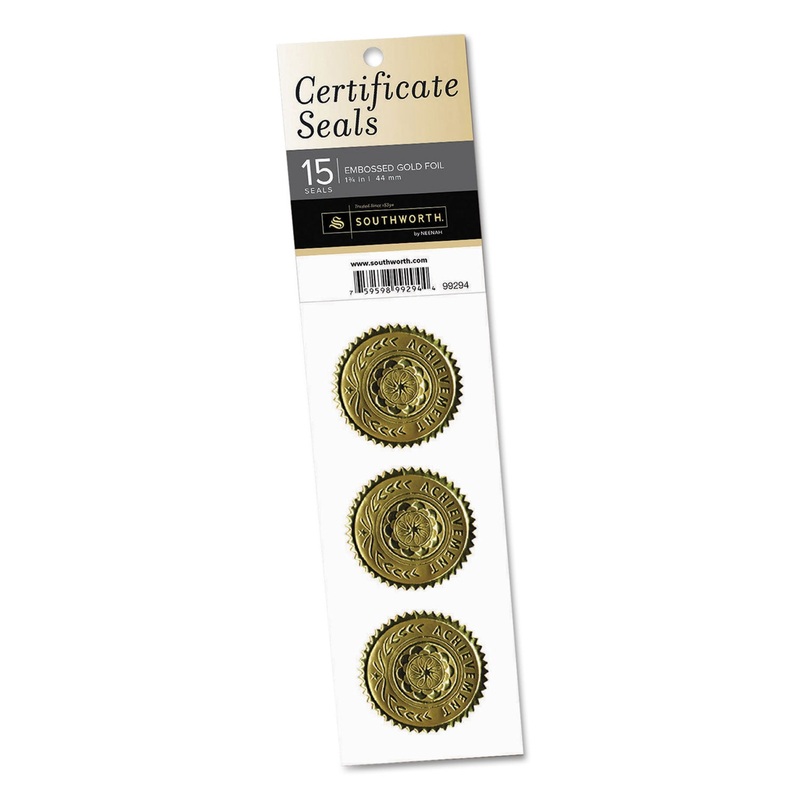 CERTIFICATE SEALS, 1.75″ DIA., GOLD, 3/SHEET, 5 SHEETS/PACK