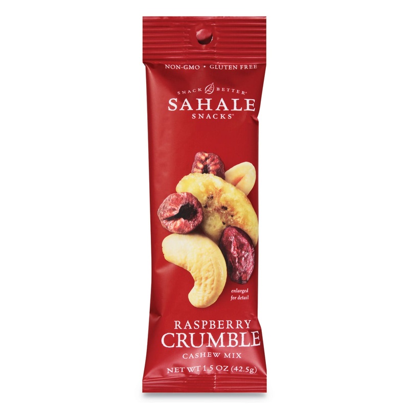 GLAZED MIXES, RASPBERRY CRUMBLE CASHEW TRAIL MIX, 1.5 OZ POUCH, 18/CARTON