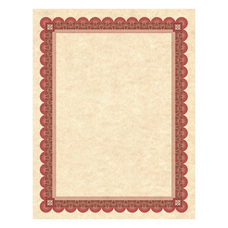 PARCHMENT CERTIFICATES, ACADEMIC, COPPER W/ RED & BROWN BORDER, 8 1/2 X 11, 25/PACK