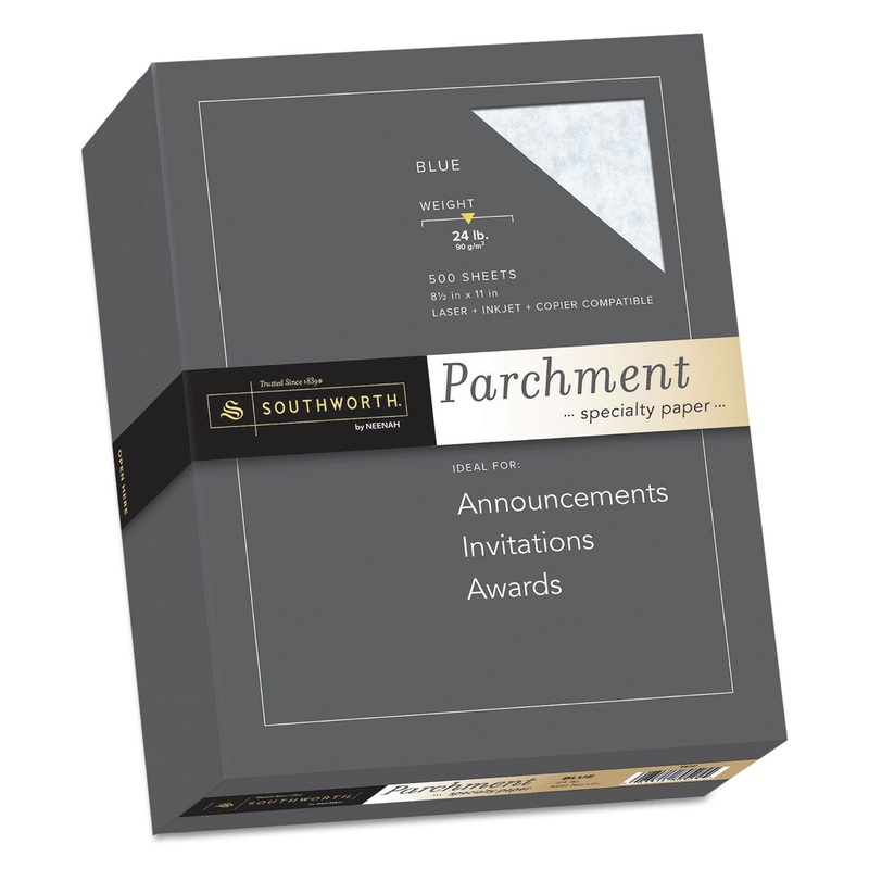PARCHMENT SPECIALTY PAPER, 24 LB, 8.5 X 11, BLUE, 500/REAM