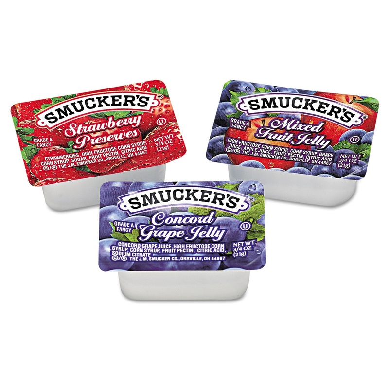 Smucker’s Jam Assortment, Single Serving Packs, .5oz, 200/carton