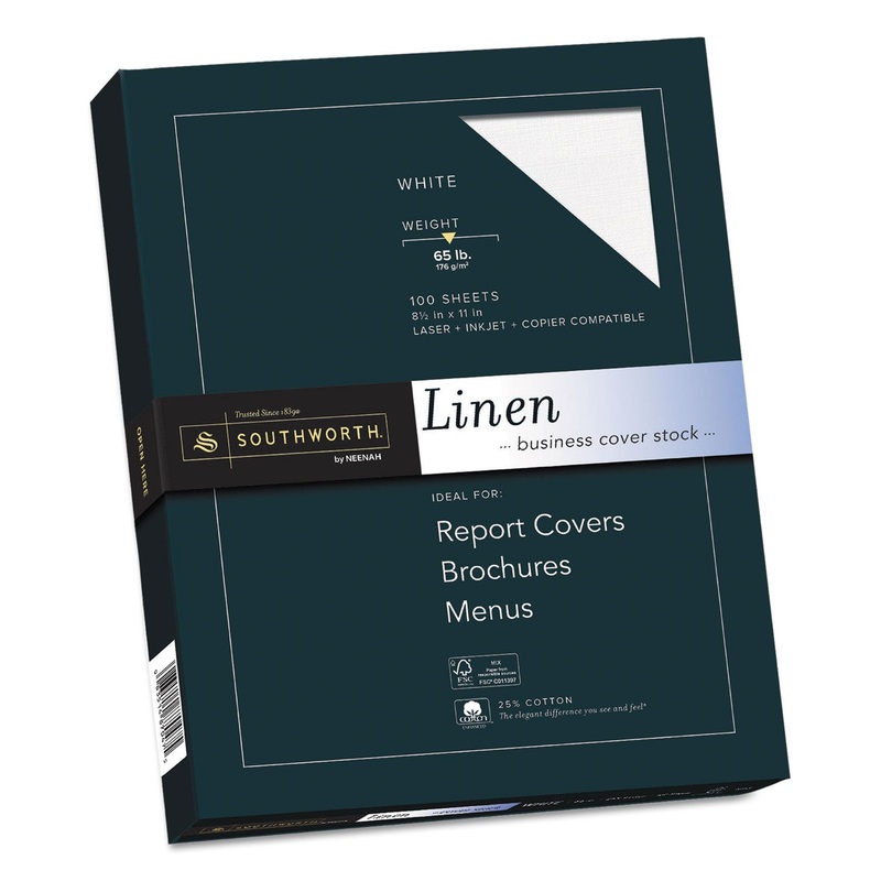 25% COTTON LINEN COVER STOCK, 65LB, 8.5 X 11, 100/PACK