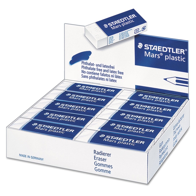 MARS ERASER, RECTANGULAR, LARGE, WHITE, VINYL, 20/BOX