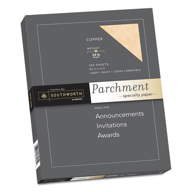 PARCHMENT SPECIALTY PAPER, 24 LB, 8.5 X 11, COPPER, 100/PACK