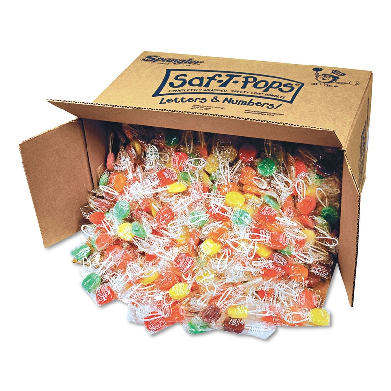 SAF-T-POPS, ASSORTED FLAVORS, INDIVIDUALLY WRAPPED, BULK 25 LB BOX, 1000/CARTON