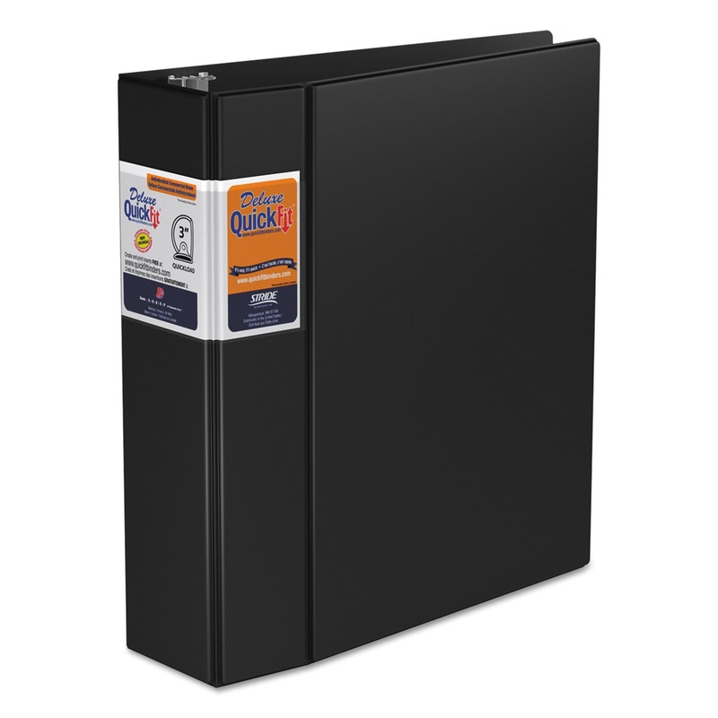QUICKFIT D-RING BINDER, 3 RINGS, 3″ CAPACITY, 11 X 8.5, BLACK