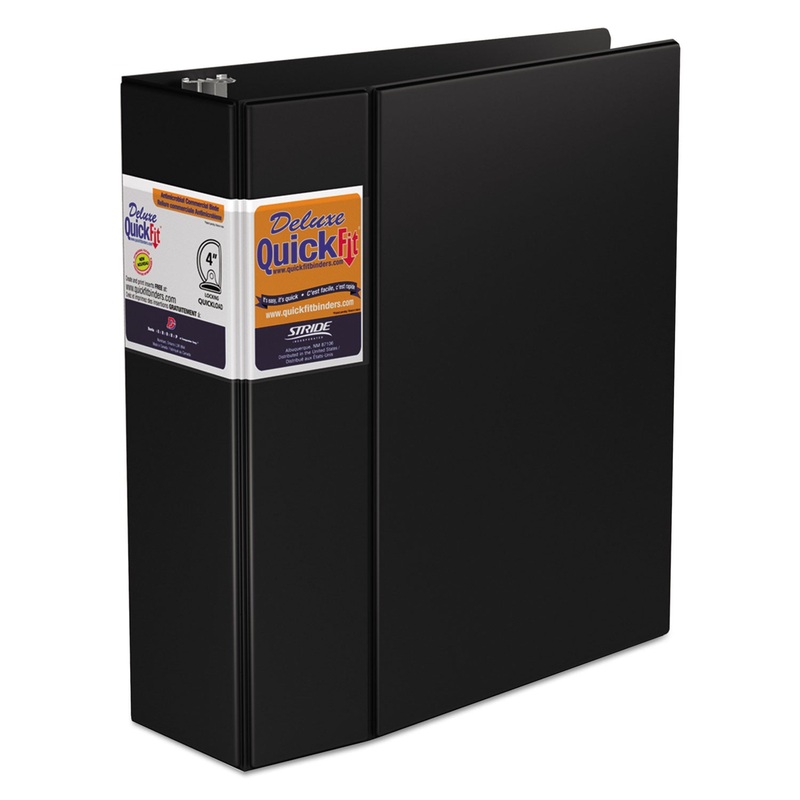 QUICKFIT D-RING BINDER, 3 RINGS, 4″ CAPACITY, 11 X 8.5, BLACK