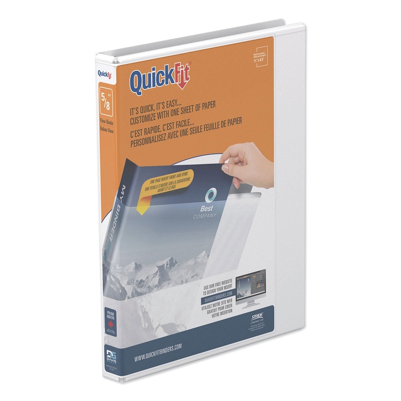 QUICKFIT D-RING VIEW BINDER, 3 RINGS, 0.63″ CAPACITY, 11 X 8.5, WHITE