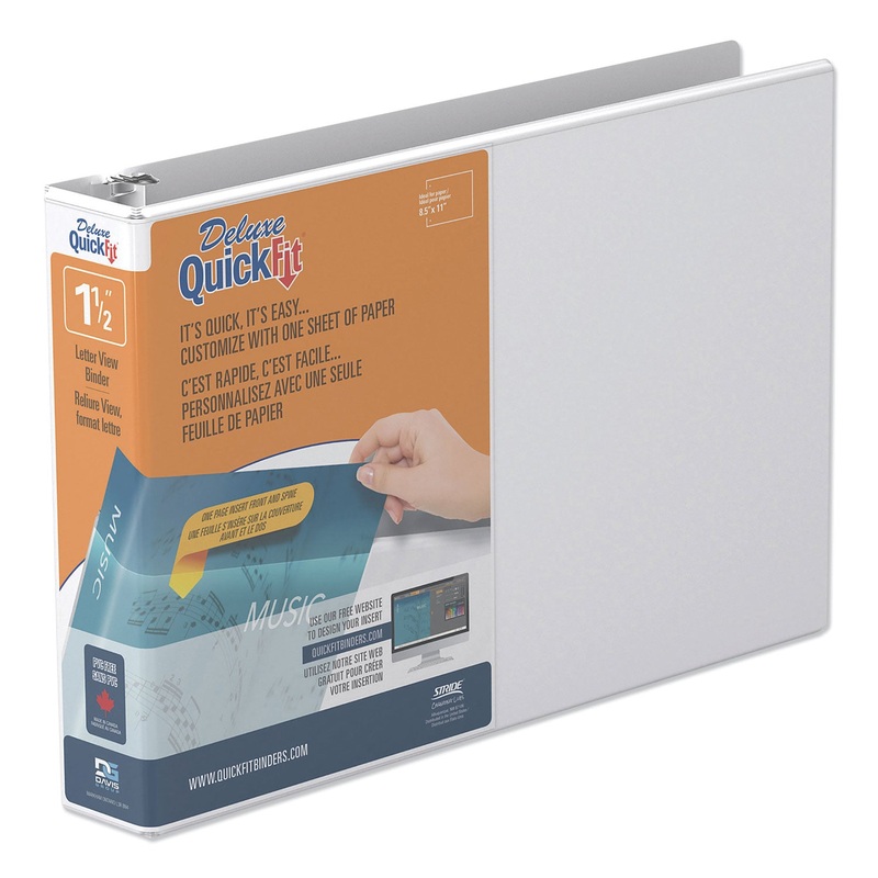 QUICKFIT LANDSCAPE SPREADSHEET ROUND RING VIEW BINDER, 3 RINGS, 1.5″ CAPACITY, 11 X 8.5, WHITE