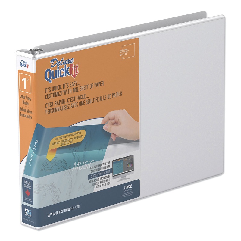 QUICKFIT LANDSCAPE SPREADSHEET ROUND RING VIEW BINDER, 3 RINGS, 1″ CAPACITY, 11 X 8.5, WHITE