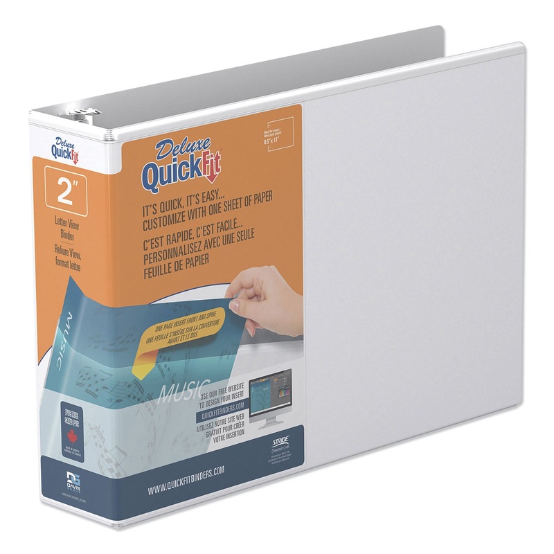 QUICKFIT LANDSCAPE SPREADSHEET ROUND RING VIEW BINDER, 3 RINGS, 2″ CAPACITY, 11 X 8.5, WHITE