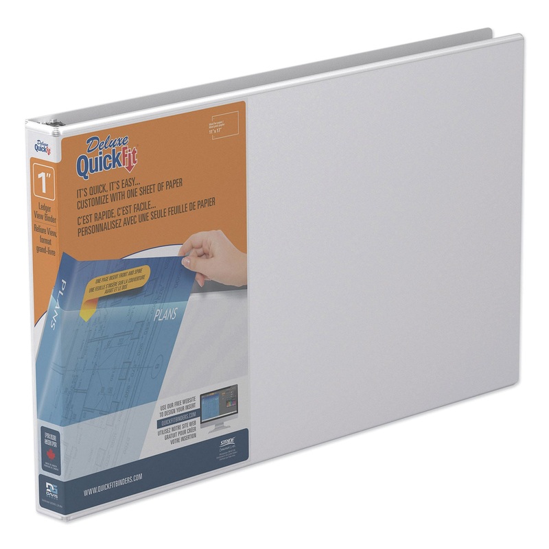 QUICKFIT LEDGER D-RING VIEW BINDER, 3 RINGS, 1″ CAPACITY, 11 X 17, WHITE