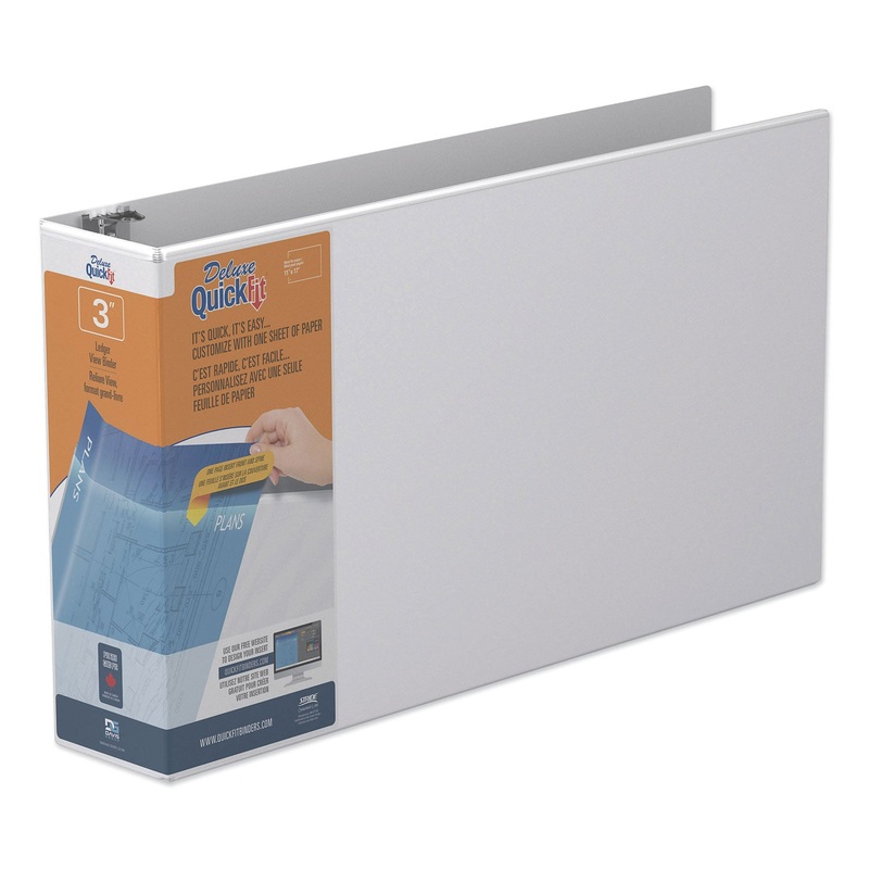 QUICKFIT LEDGER D-RING VIEW BINDER, 3 RINGS, 3″ CAPACITY, 11 X 17, WHITE