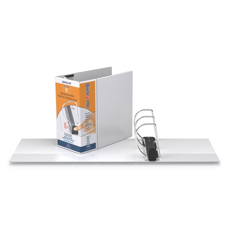 QUICKFIT PRO HEAVY DUTY STORAGE D-RING VIEW BINDER, 3 RINGS, 6″ CAPACITY, 11 X 8.5, WHITE