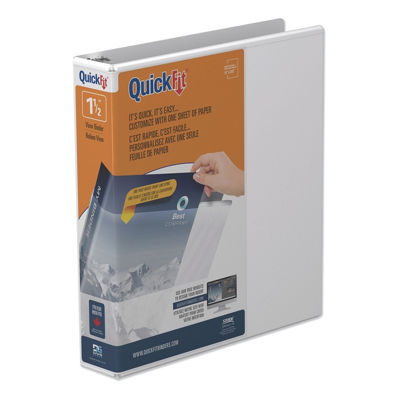 QUICKFIT ROUND-RING VIEW BINDER, 3 RINGS, 1.5″ CAPACITY, 11 X 8.5, WHITE