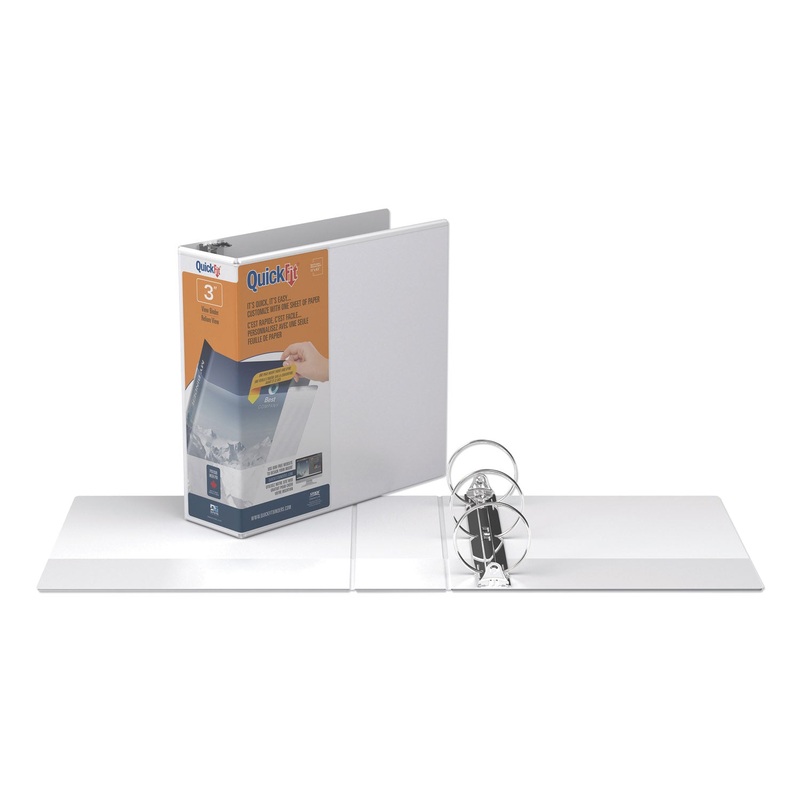 QUICKFIT ROUND-RING VIEW BINDER, 3 RINGS, 3″ CAPACITY, 11 X 8.5, WHITE