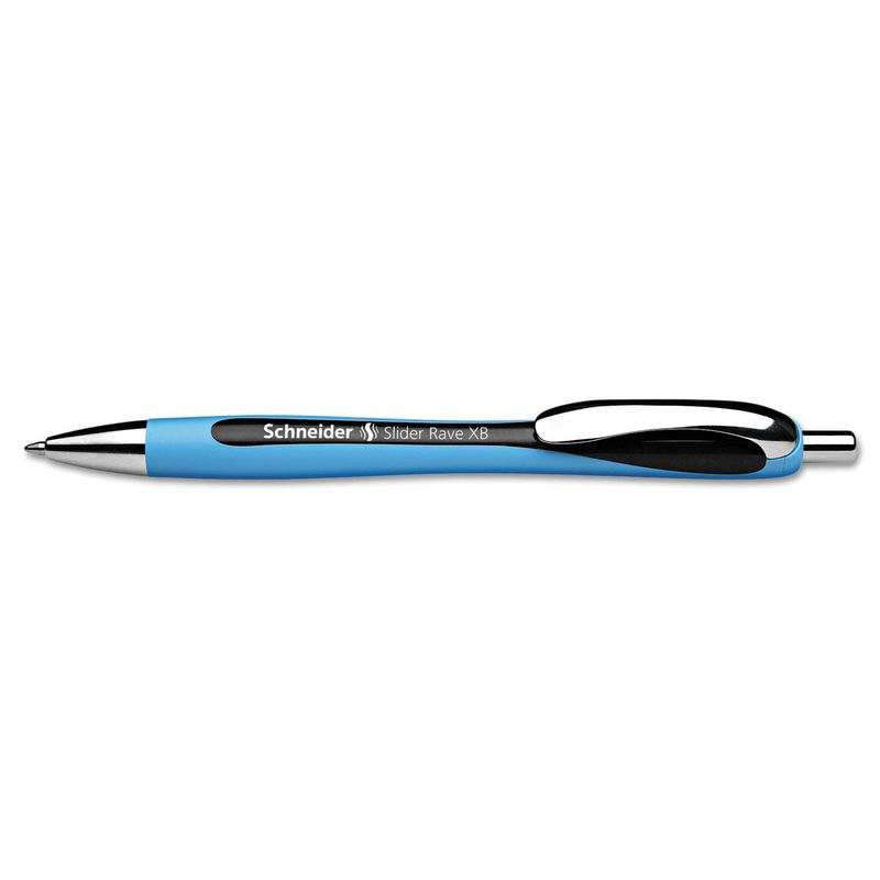 SCHNEIDER RAVE XB RETRACTABLE BALLPOINT PEN, 1.4MM, BLACK INK, BLUE/BLACK BARREL