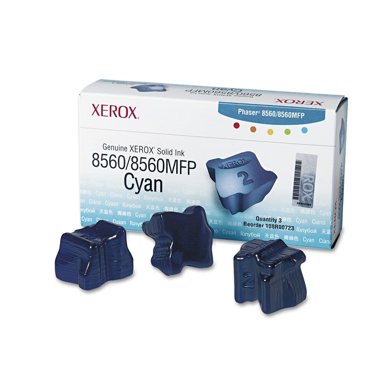 108R00723 SOLID INK STICK, 3400 PAGE-YIELD, CYAN, 3/BOX