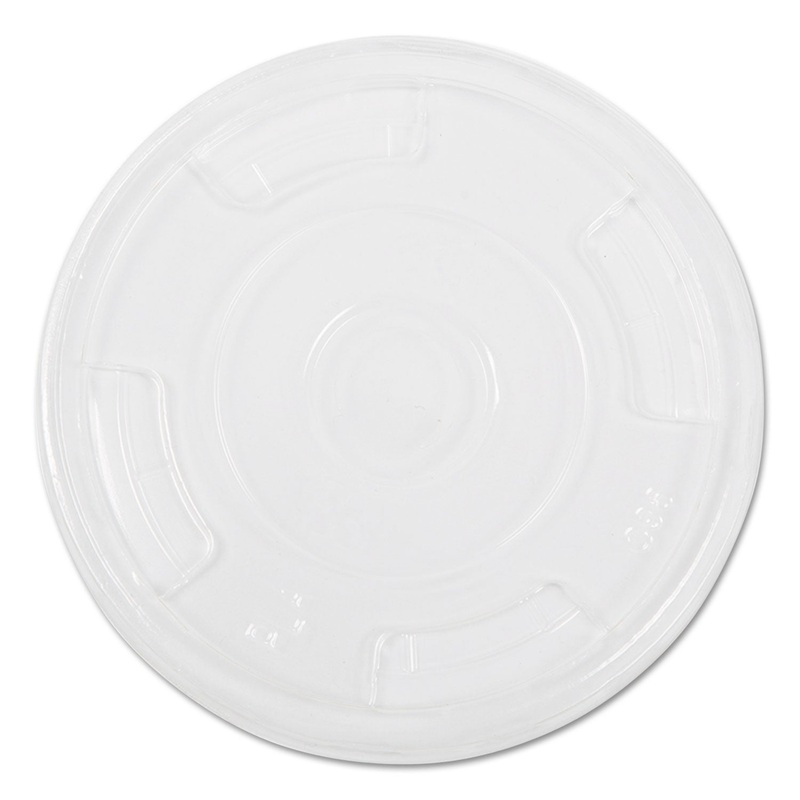 Compostable Cold Cup Lids, Flat, For 10, 12, 16oz Cups, Clear, 1000/carton