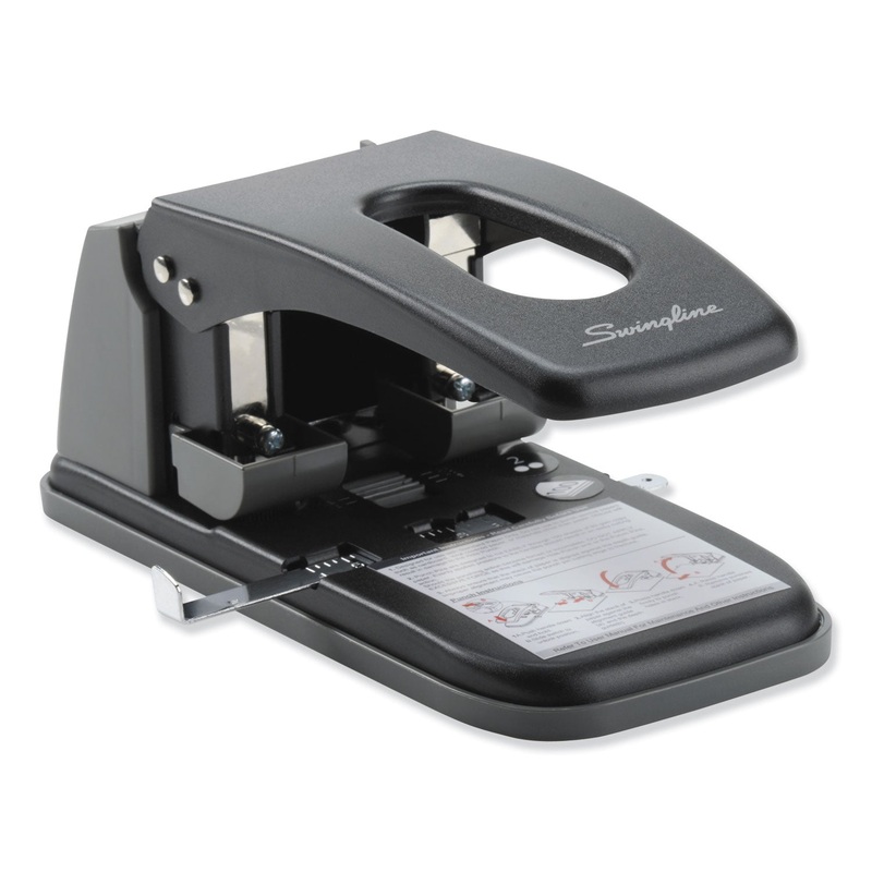 100-SHEET HIGH CAPACITY 2-HOLE PUNCH, FIXED CENTERS, 9/32″ HOLES, BLACK/GRAY