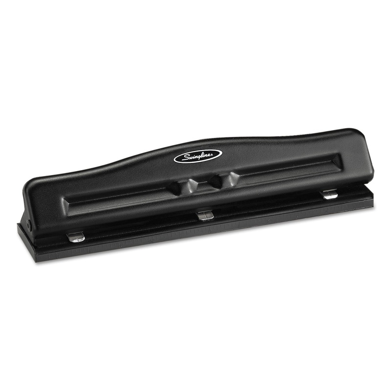 11-Sheet Commercial Adjustable Three-Hole Punch, 9/32″ Holes, Black