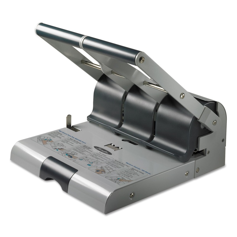 160-Sheet Antimicrobial Protected Adjustable Punch, 9/32″ Holes, Putty/gray
