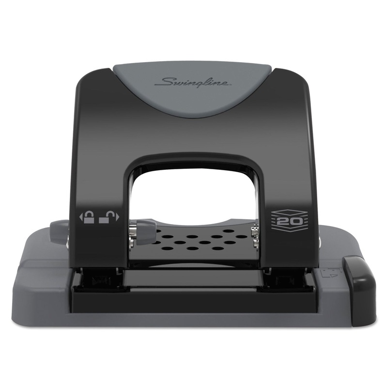 20-Sheet Smarttouch Two-Hole Punch, 9/32″ Holes, Black/gray