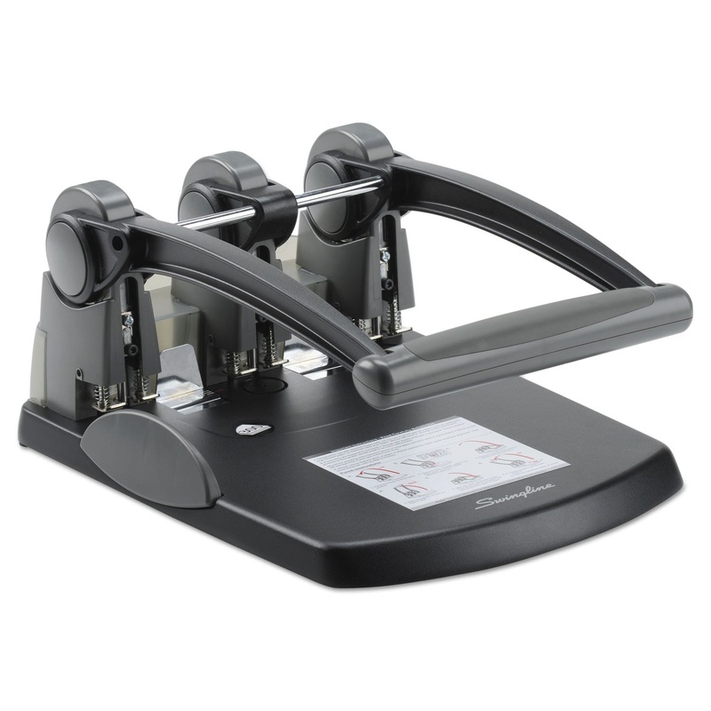 300-Sheet Extra High-Capacity Three-Hole Punch, 9/32″ Holes, Black/gray