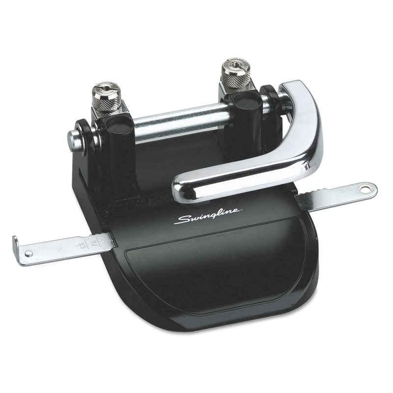 40-Sheet Heavy-Duty Steel Two-Hole Punch, 1/4″ Holes, Steel, Black/chrome