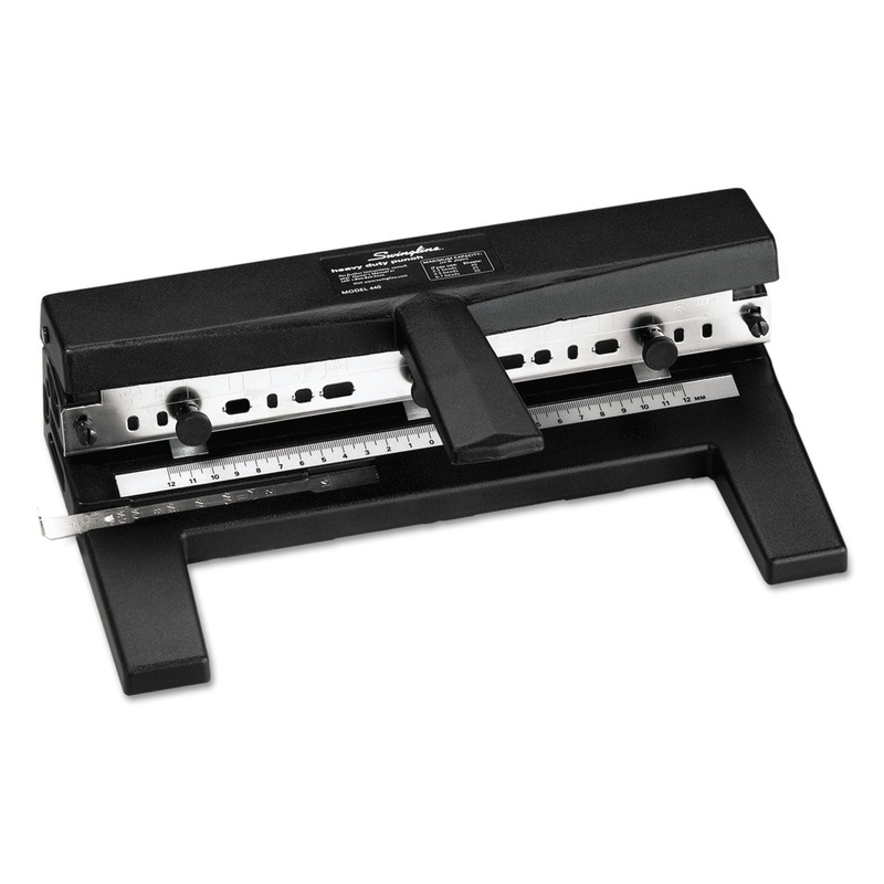 40-Sheet Heavy-Duty Two-To-Seven-Hole Adjustable Punch, 9/32″ Holes, Black