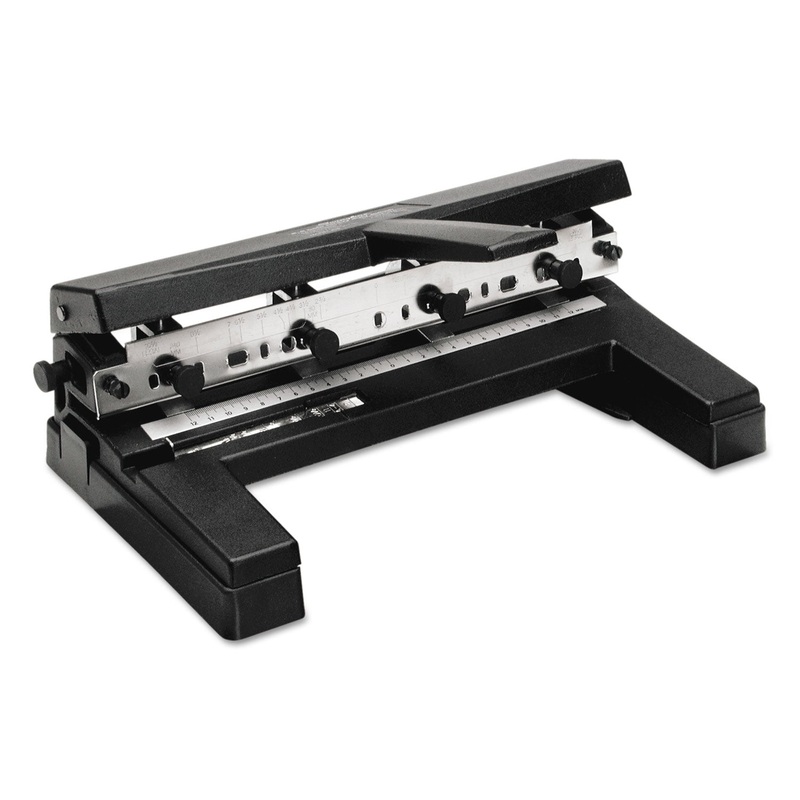 40-Sheet Two-To-Four-Hole Adjustable Punch, 9/32″ Holes, Black