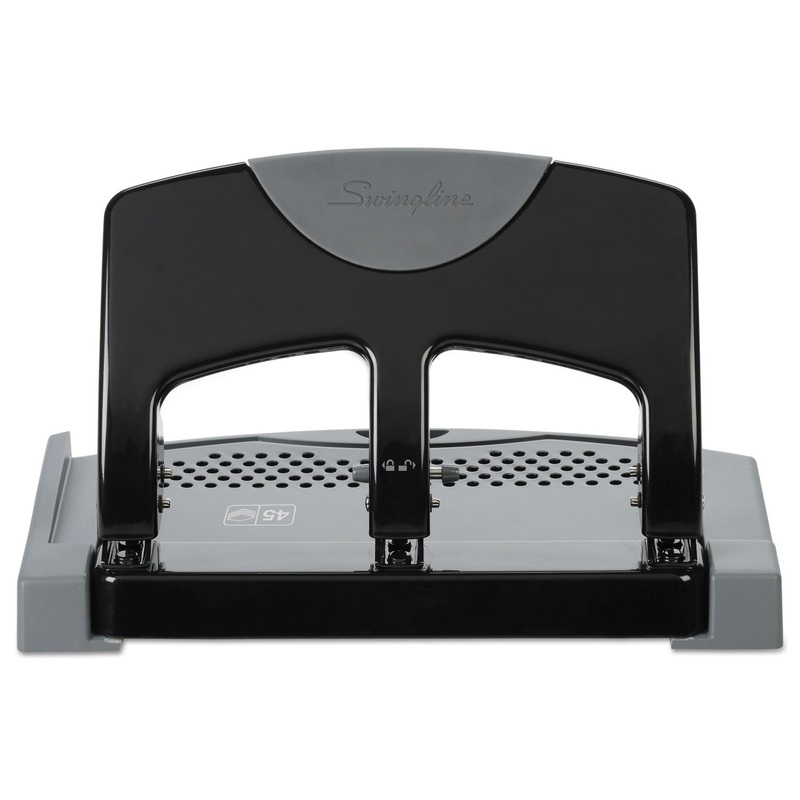 45-Sheet Smarttouch Three-Hole Punch, 9/32″ Holes, Black/gray
