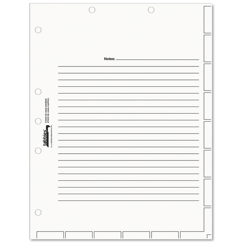 MEDICAL CHART INDEX DIVIDER SHEETS, 11 X 8.5, WHITE, 400/BOX