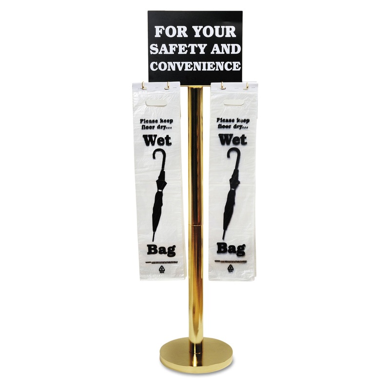 WET UMBRELLA BAG STAND, 16W X 12D X 54.5H, BRASS/BLACK/WHITE