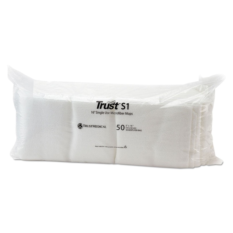 SINGLE-USE MICROFIBER MOP HEADS, 16″, WHITE, 50/PACK