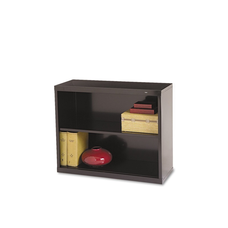 Metal Bookcase, Two-Shelf, 34-1/2w X 13-1/2d X 28h, Black