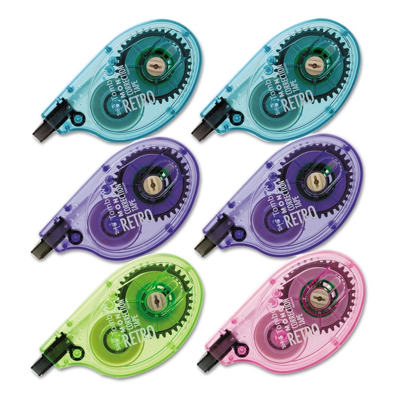 Mono Original Correction Tape, Asst Retrocolor Applicators, 1/6″ X 394″, 6/box