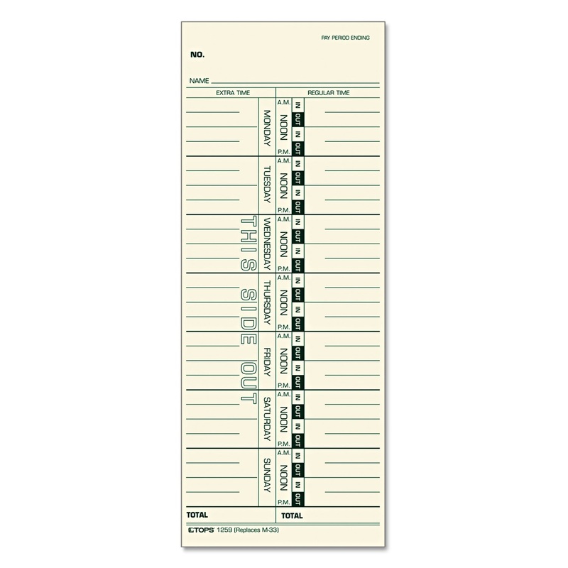 Time Card For Acroprint/ibm/lathem/simplex, Weekly, 3 1/2 X 9, 100/pack