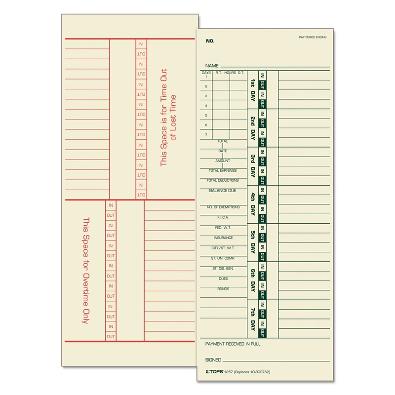 Time Card For Acroprint/simplex, Weekly, Two-Sided, 3 1/2 X 9, 500/box