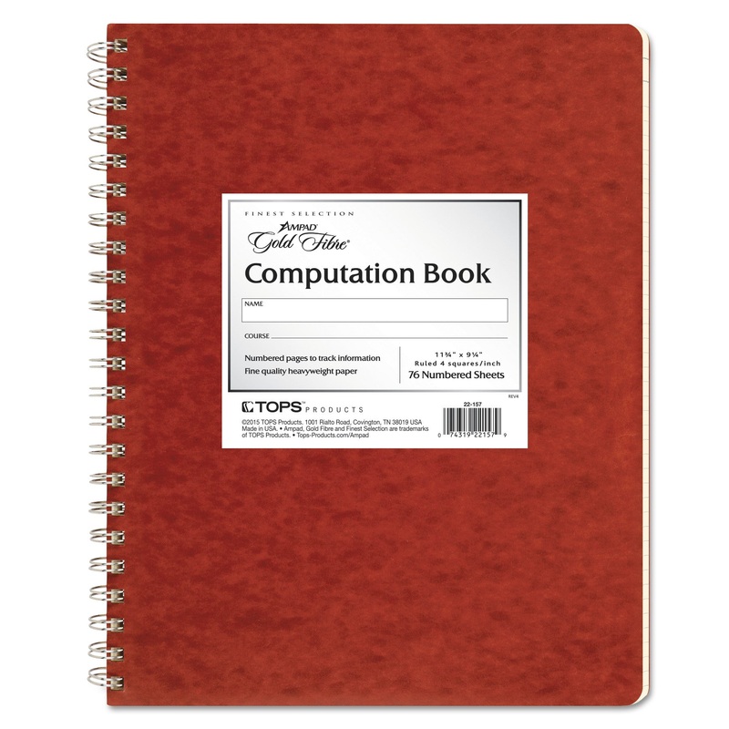 COMPUTATION BOOK, 4 SQ/IN QUADRILLE RULE, 11.75 X 9.25, ANTIQUE IVORY, 76 SHEETS