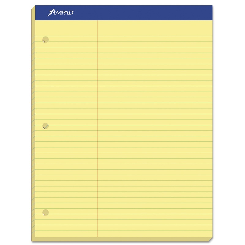 DOUBLE SHEET PADS, PITMAN RULE, 8.5 X 11.75, CANARY, 100 SHEETS
