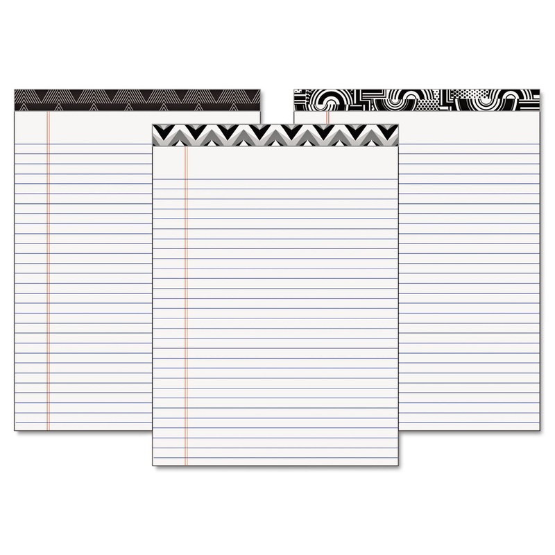 FASHION LEGAL PADS, WIDE/LEGAL RULE, 8.5 X 11, WHITE, 50 SHEETS, 6/PACK