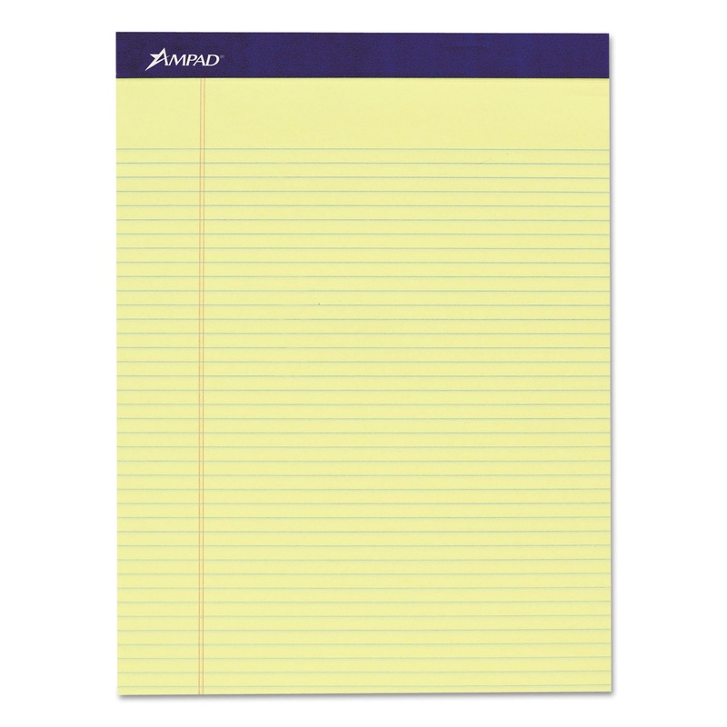 LEGAL RULED PADS, NARROW RULE, 8.5 X 11.75, CANARY, 50 SHEETS, 4/PACK