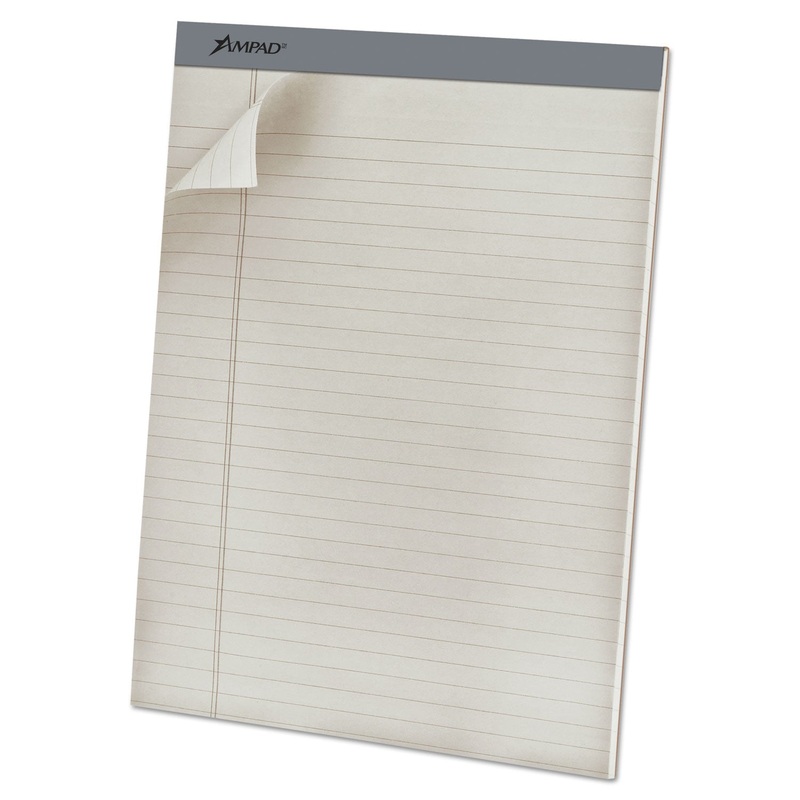PASTEL WRITING PADS, WIDE/LEGAL RULE, 8.5 X 11.75, GRAY, 50 SHEETS, DOZEN