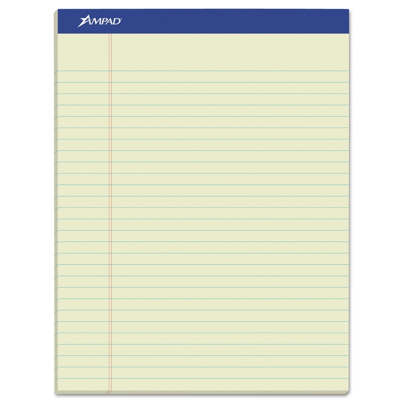PASTEL WRITING PADS, WIDE/LEGAL RULE, 8.5 X 11.75, GREEN TINT, 50 SHEETS, DOZEN