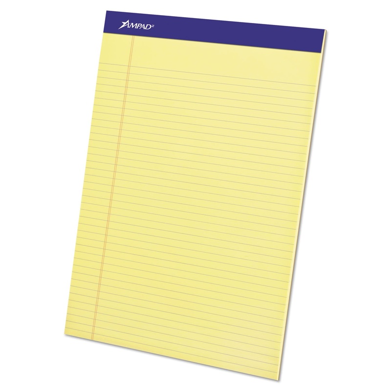 PERFORATED WRITING PADS, NARROW RULE, 8.5 X 11.75, CANARY, 50 SHEETS, DOZEN