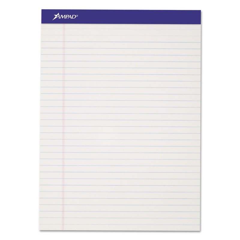 PERFORATED WRITING PADS, WIDE/LEGAL RULE, 8.5 X 11.75, WHITE, 50 SHEETS, DOZEN